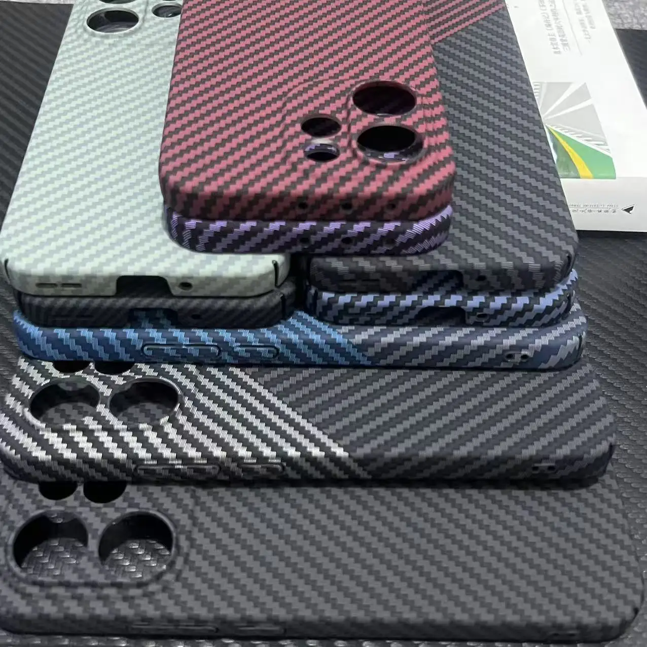 Case For OPPO Reno 15 Pro Max Global Version Stylish Color-Blocked Carbon Fiber Texture PC Cover Shockproof Bumper Funda