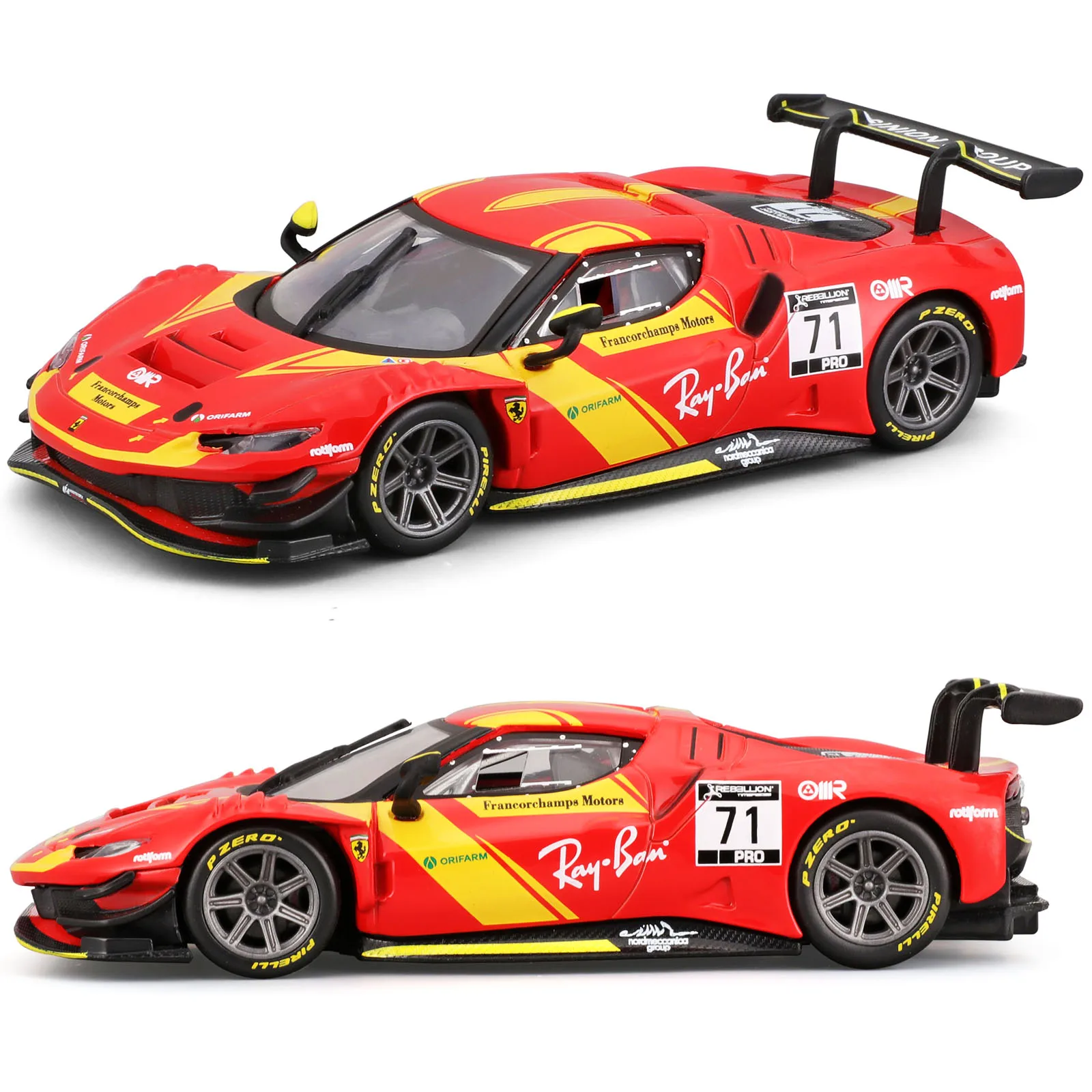 

Bburago 1:43 Ferrari 296 GT3 статические литые автомобили, Коллекционная модель гоночного автомобиля, игрушки