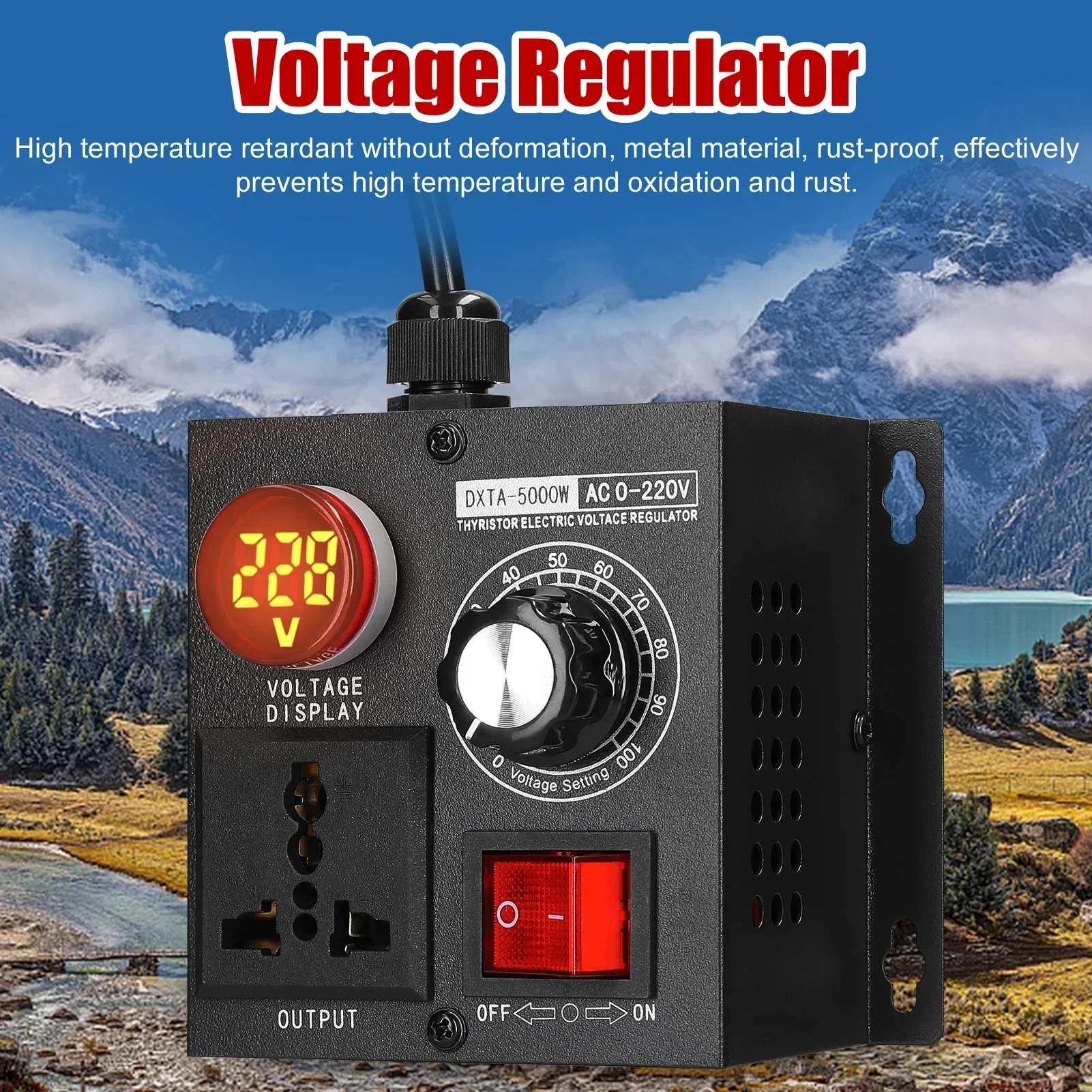 AC220V 5000W Stepless Voltage Regulator Portable Variable Monophase Voltage Controller Temperature Speed Light Adjuster