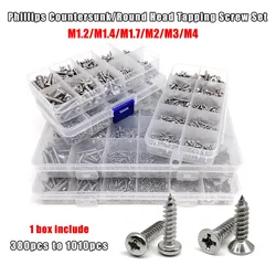 1 Box Mini Micro Small Cross Phillips Head Self-tapping Wood Screw Mix M1.2 M1.4 M1.7 M2 M3 M4 Set Kit 304 A2-70 Stainless Steel