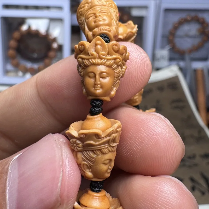 With Pointed Core And Wall, Olive Pit Guanyin Buddha Bracelet, Single-Loop