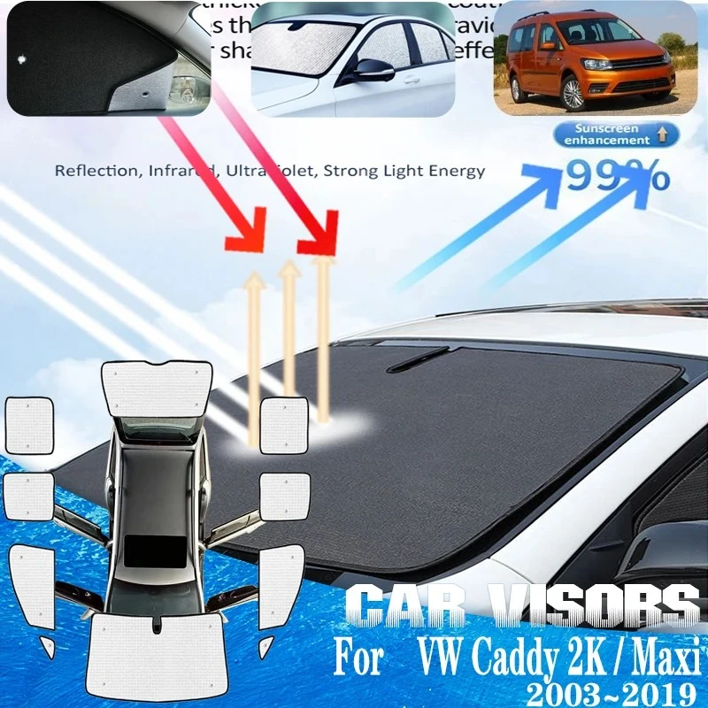 

For Volkswagen Caddy 2K MK3 VW Caddy Maxi 2003~2019 Car Full Covers Sun Visors Sunscreen Window Sunshade Cover Car Accessories