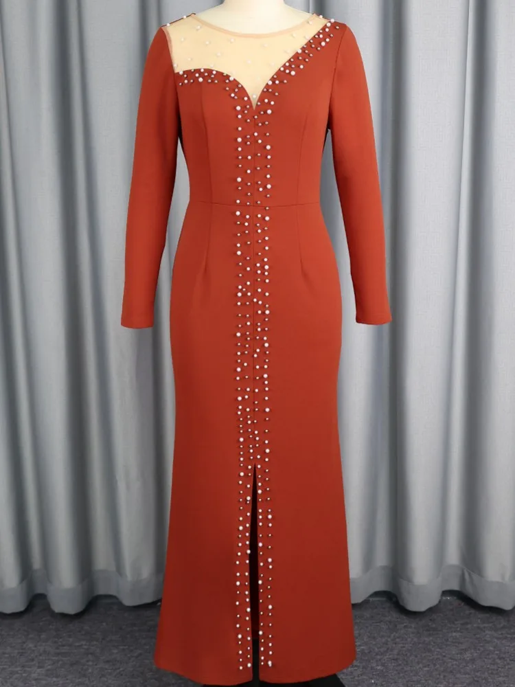 

African Dresses For Women Elegant Spring Autumn Long Sleeve Dashiki Maxi Dress Ladies Traditional African Clothing Fairy Dreaes