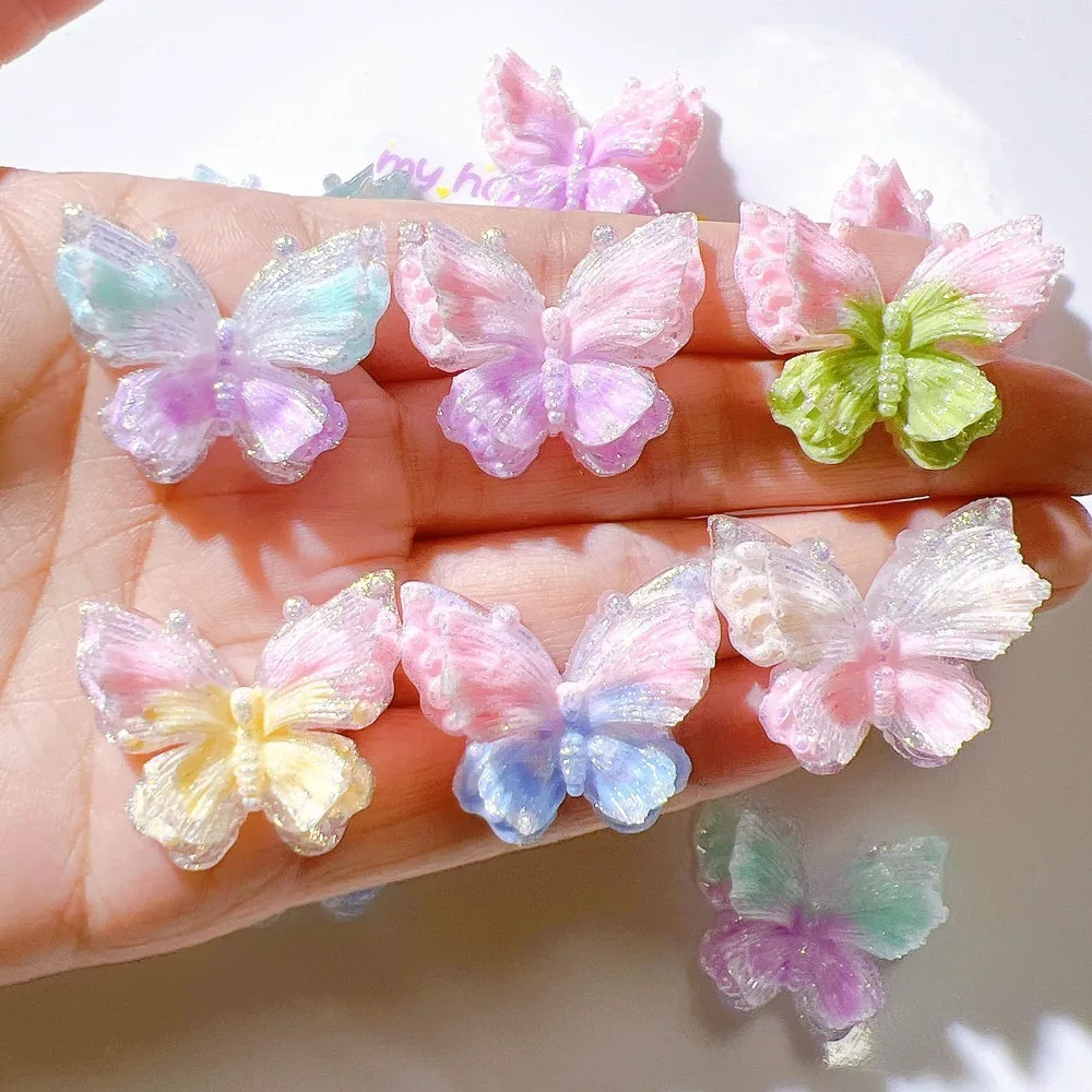 10pcs Mini Kawaii Cute Butterfly Resin Charms Flat Back Cabochons Scrapbook DIY Craft Jewelry Making Hairpin Decor Ornaments