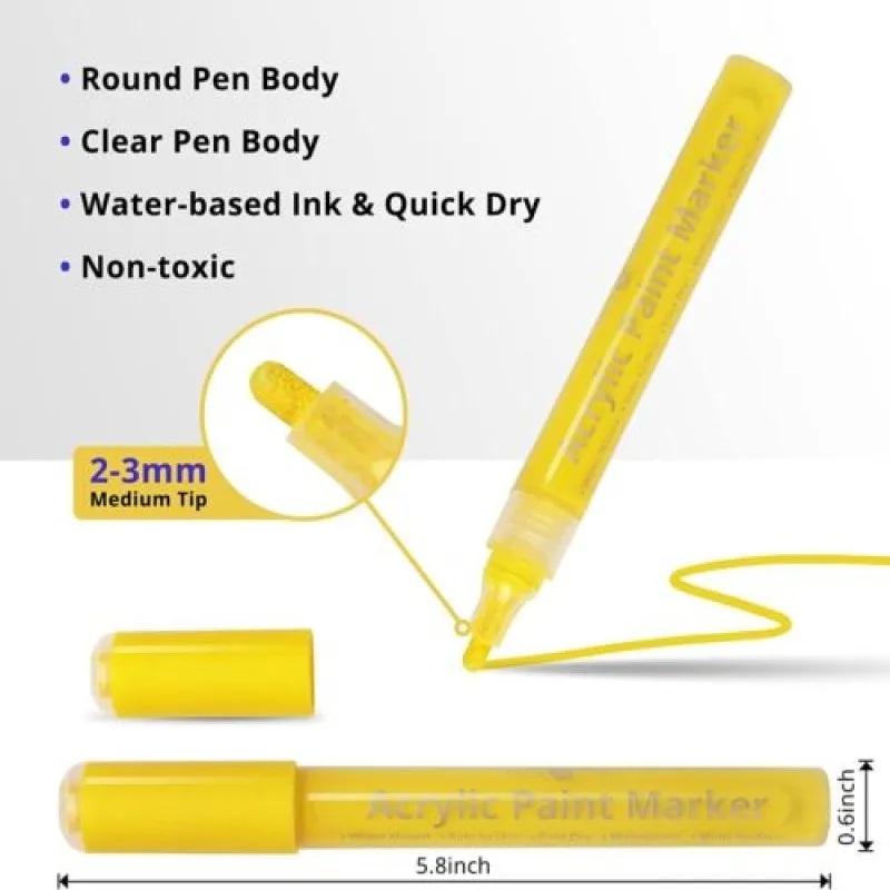 Яркие Акриловые маркеры HTVRONT для рисования, 12 цветов