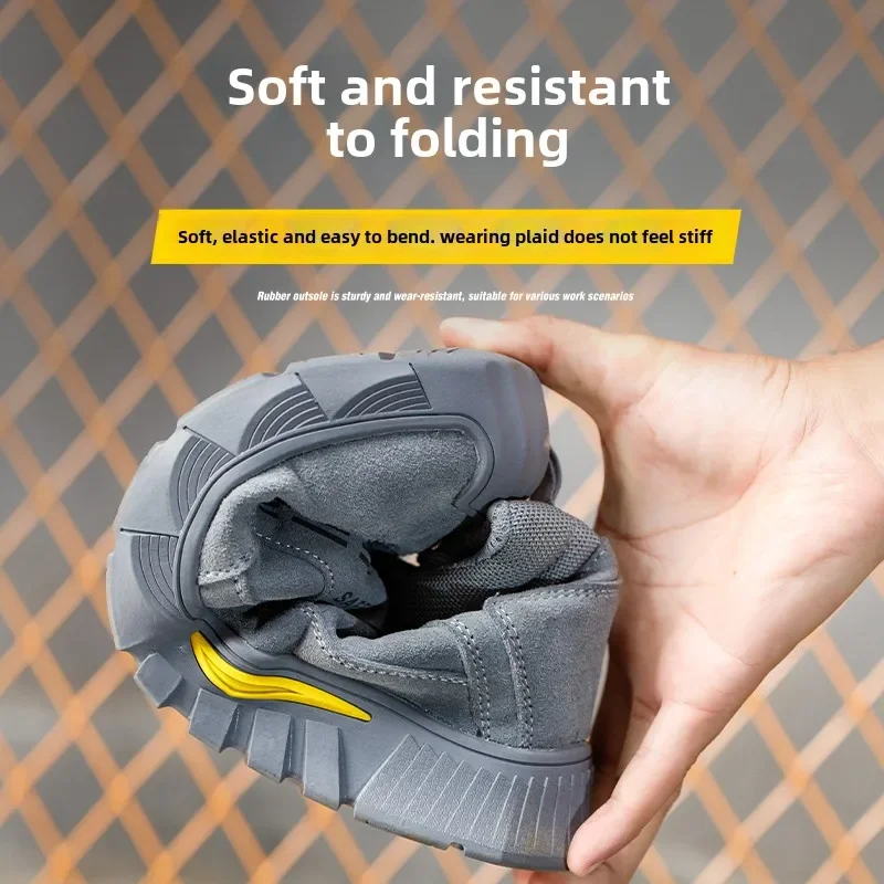 Мужские зимние защитные ботинки со стальным носком, серая, небьющаяся, противопрокалывающая рабочая обувь, прочная защитная обувь высокого качества, размер 38-45