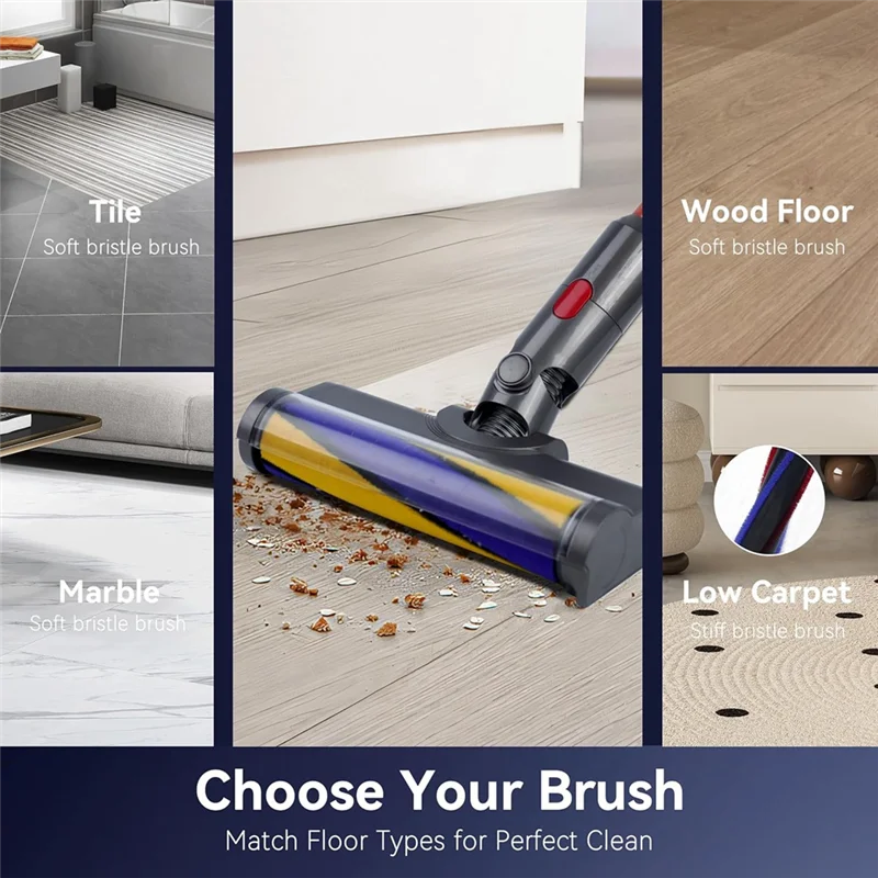 

B59B-Head Replacement For Dyson V7 V8 V10 V11 V12 V15, Cleaner Head Soft Roller Brush With Dust Detect Light Floor Attachment