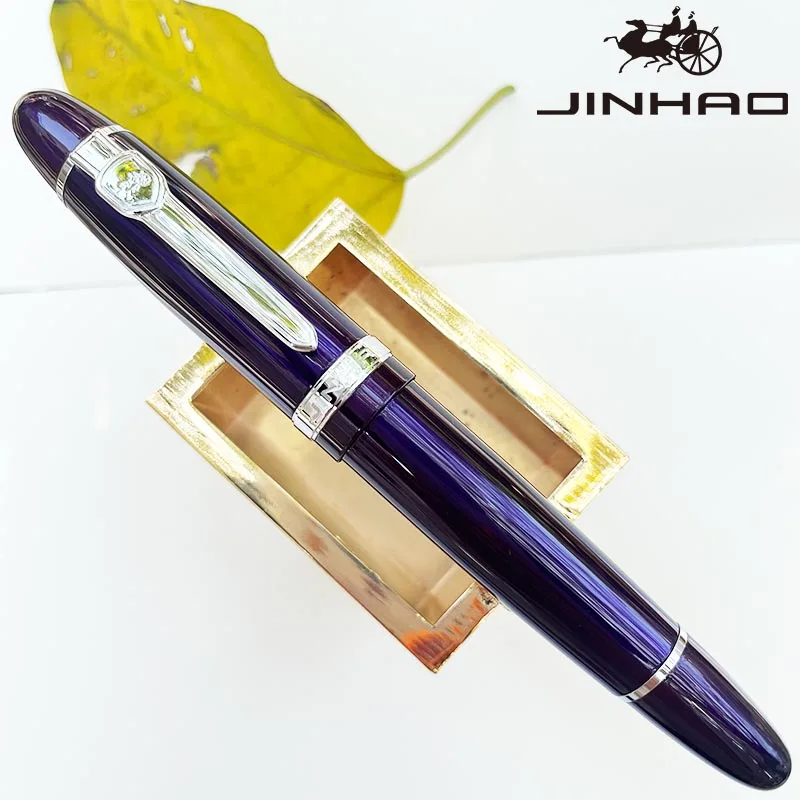قلم Jinhao 159 ذو أسطوانة كبيرة مع مشبك ذهبي كتابة سلسة لهدية الأعمال (حبر أسود)