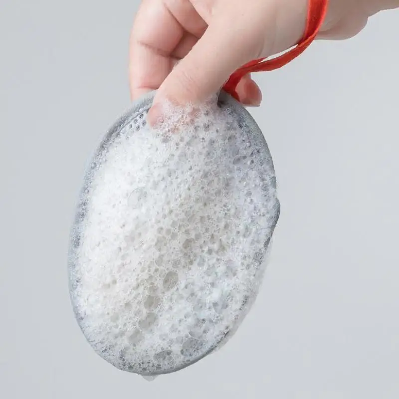 1 Buah Tas Sabun Persegi/Oval Dua Sisi Jaring Berbusa Pembersih Mandi Spons Penggosok Pengelupasan Tubuh Saku Sabun Jaring Kamar Mandi