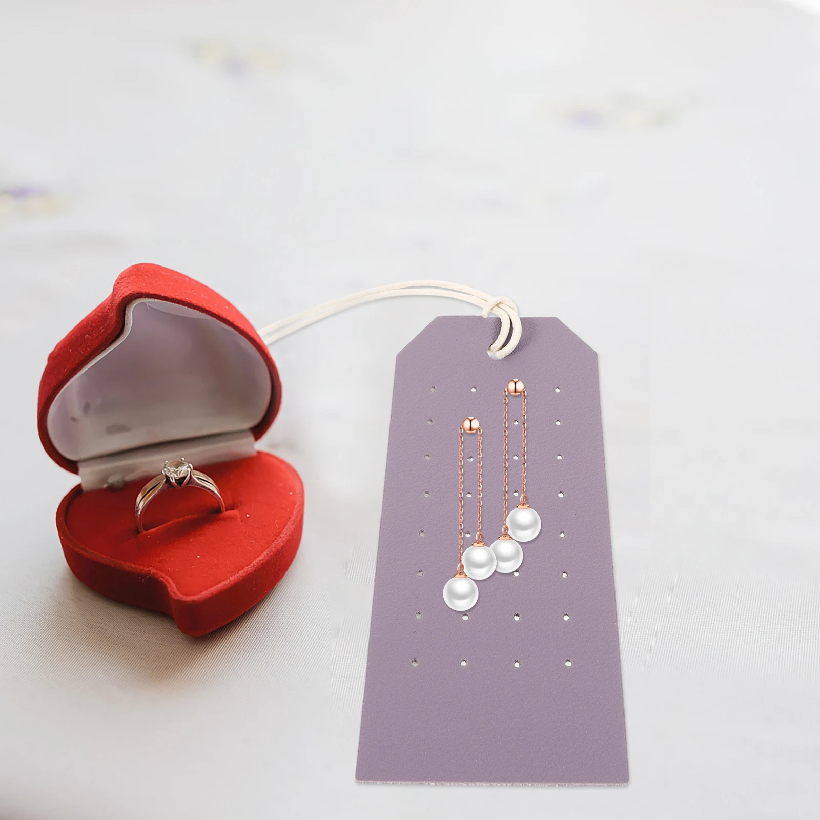 

2pcs Pu Earring Display Cards Double Sided Durable Jewelry Card For Selling Ear Rings Portable Lightweight Earring