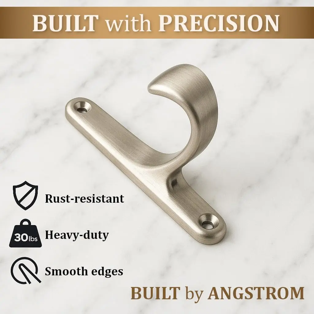 40-Pack Bath Hook, Wall Mounted Single Prong Holder for Bathroom Robes and Towels (Brushed Nickel)