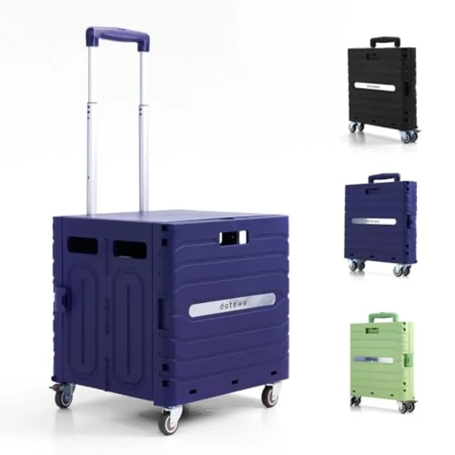 

Folding Utility Cart Portable Rolling Crate Handcart Foldable Shopping Trolley Collapsible, with Lid, on Wheels, for Grocery, G