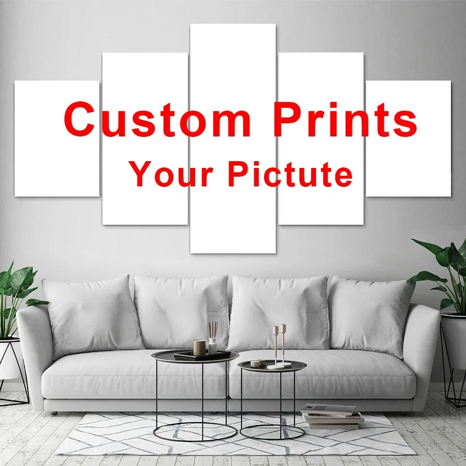 5 Piece Canvas Wall Art Custom Photo Customized Posters Picture Home Decor Framed Painting Interior Decor Room Decoration