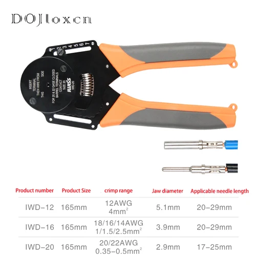 Imagen 2 del producto 1 Uds IWD-12 IWD-16 IWD-20 crimpadora Harley Cater Piller herramienta de mano para conector Deutsch 18/16/14AWG DT DTM DTP Terminal W2 alicates