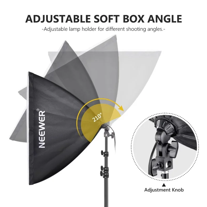 With E26 Soc-ket Li-ght Lighting Kit Neewer 700W Profes-sional Photography 24x24 Inches/60x60 Centimeters Softbox