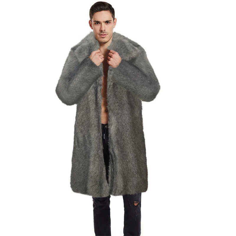 

Men's High-quality Faux Fur Coat for Autumn European and American Foreign Trade Popular Winter New Arrival Faux Fur Long Jacket