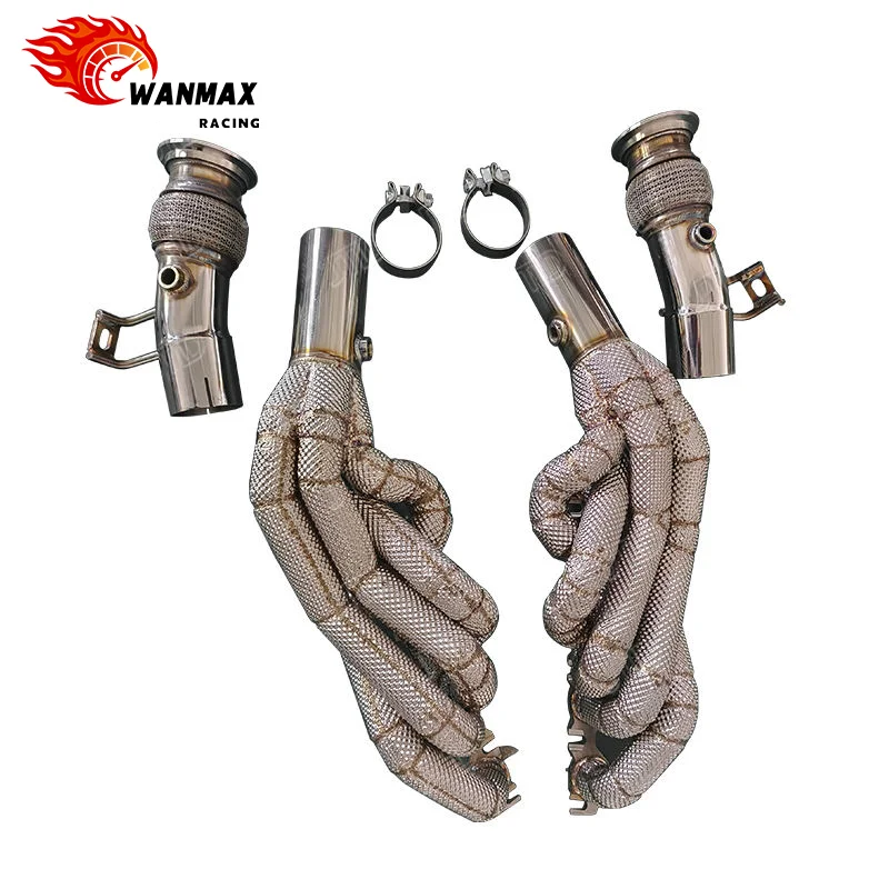 High Performance Stainless Steel Exhaust Header for Audi R8 V10 5.2L Heat Shield-Mirror Polished Racing Sport Upgrade Manifold 1