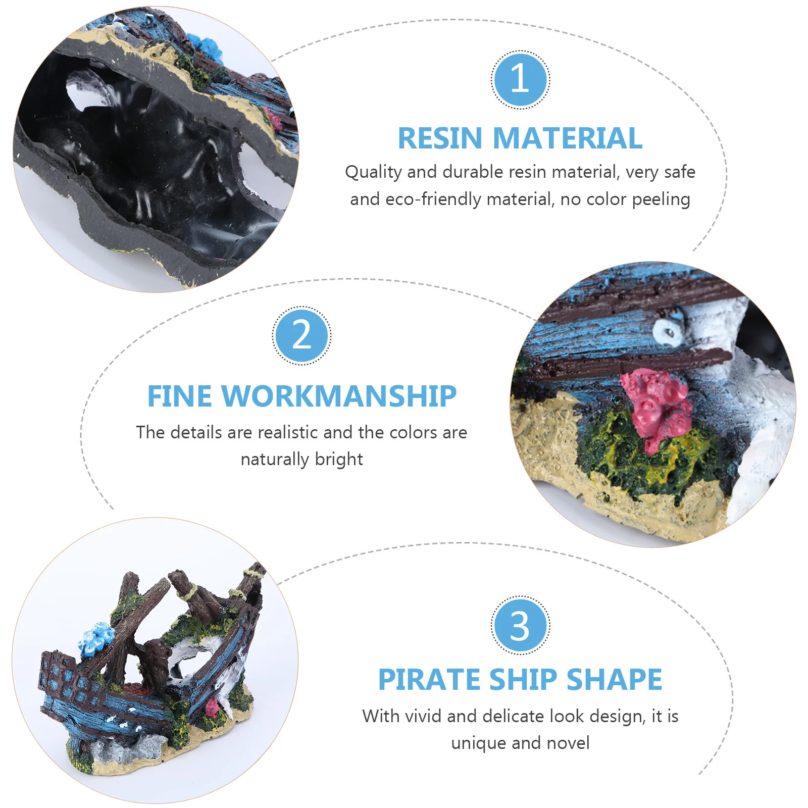 

Ornament Aquarium Landscaping Pirate Ship Wreck for Fish Tank Resin Shipwreck Decor