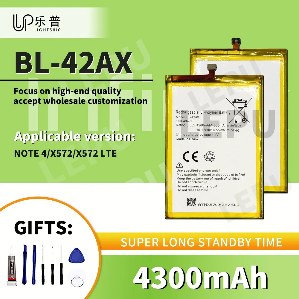 

Оригинальный аккумулятор BL-42AX на 4300 мАч для INFINIX ПРИМЕЧАНИЕ 4 LTE, аккумулятор с бесплатными наборами инструментов INFINIX X572 X572, сменный аккумулятор для телефона