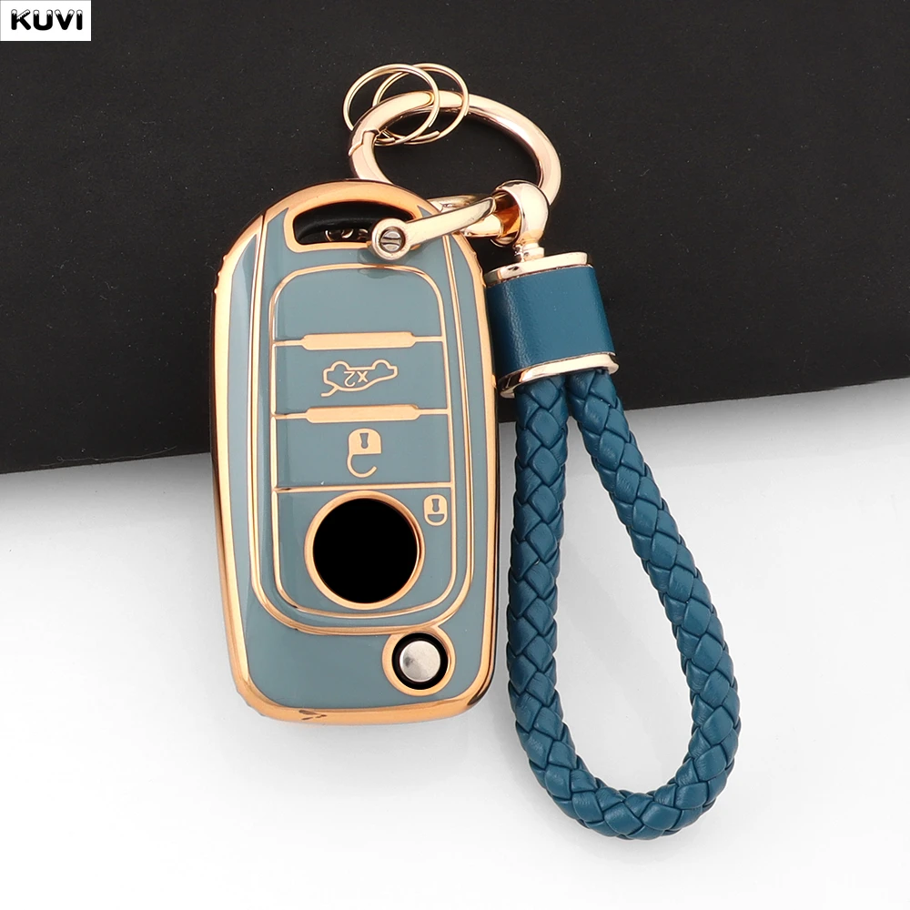 Plating TPU Car Folding Key Case Cover Shell For FIAT Tipo Toro Nuovo Freedom 500X Doblo Argo Grazie Protector Fob Accessories