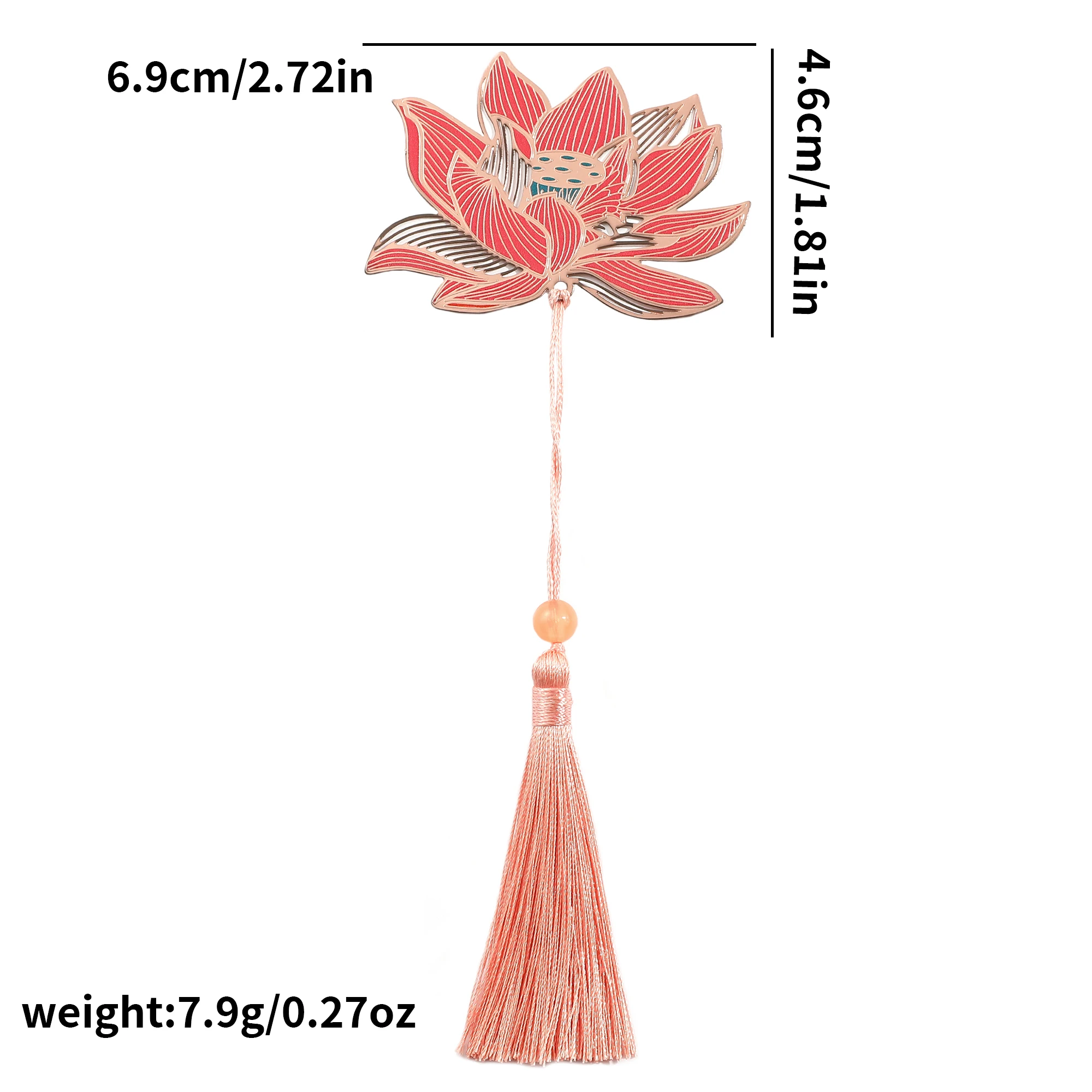 1pc Red Lotus Heart Bookmark, Blue Lotus Flower Metal Tassel Bookmark Gift for Bookworms Collect Book Lovers Gift for Men Women