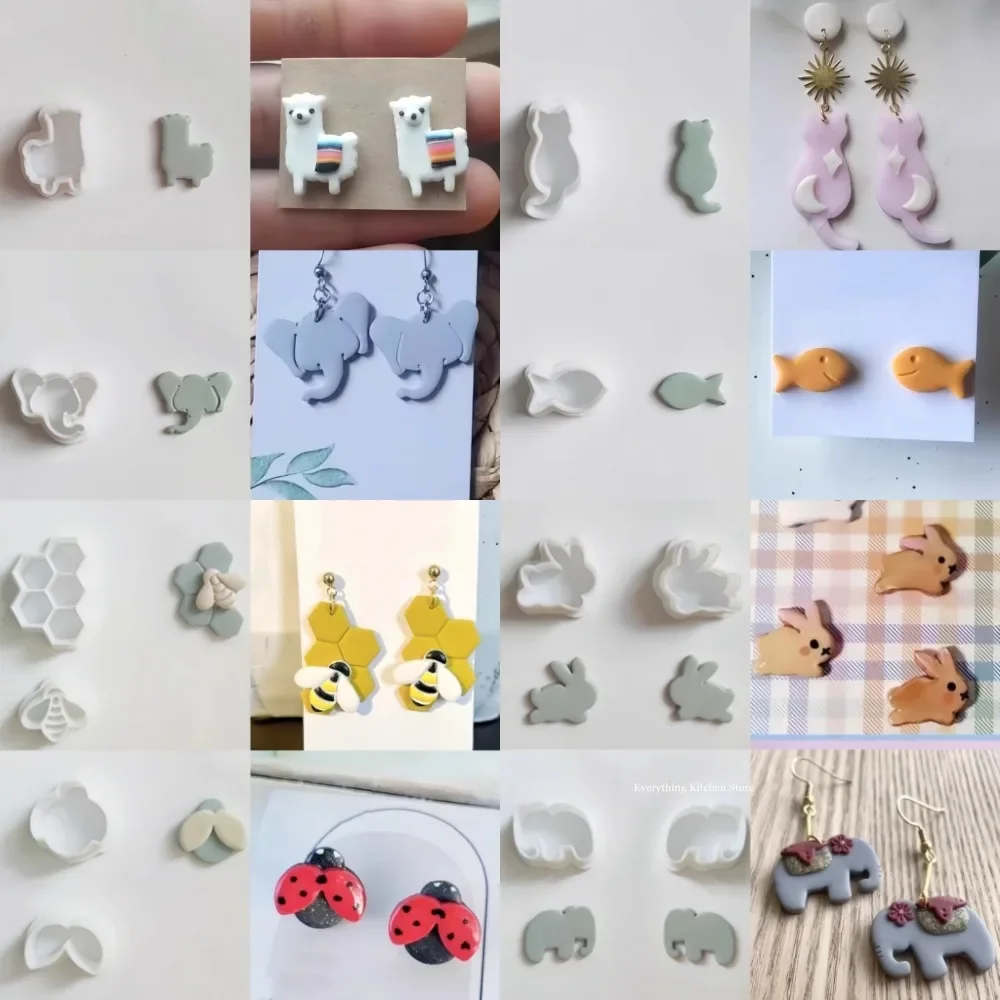 Mini zwierzęta niedźwiedź królik w kształcie słonia wycinacz do gliny ryba pszczoła owca formy do cięcia narzędzia do tworzenia kolczyków biżuteria