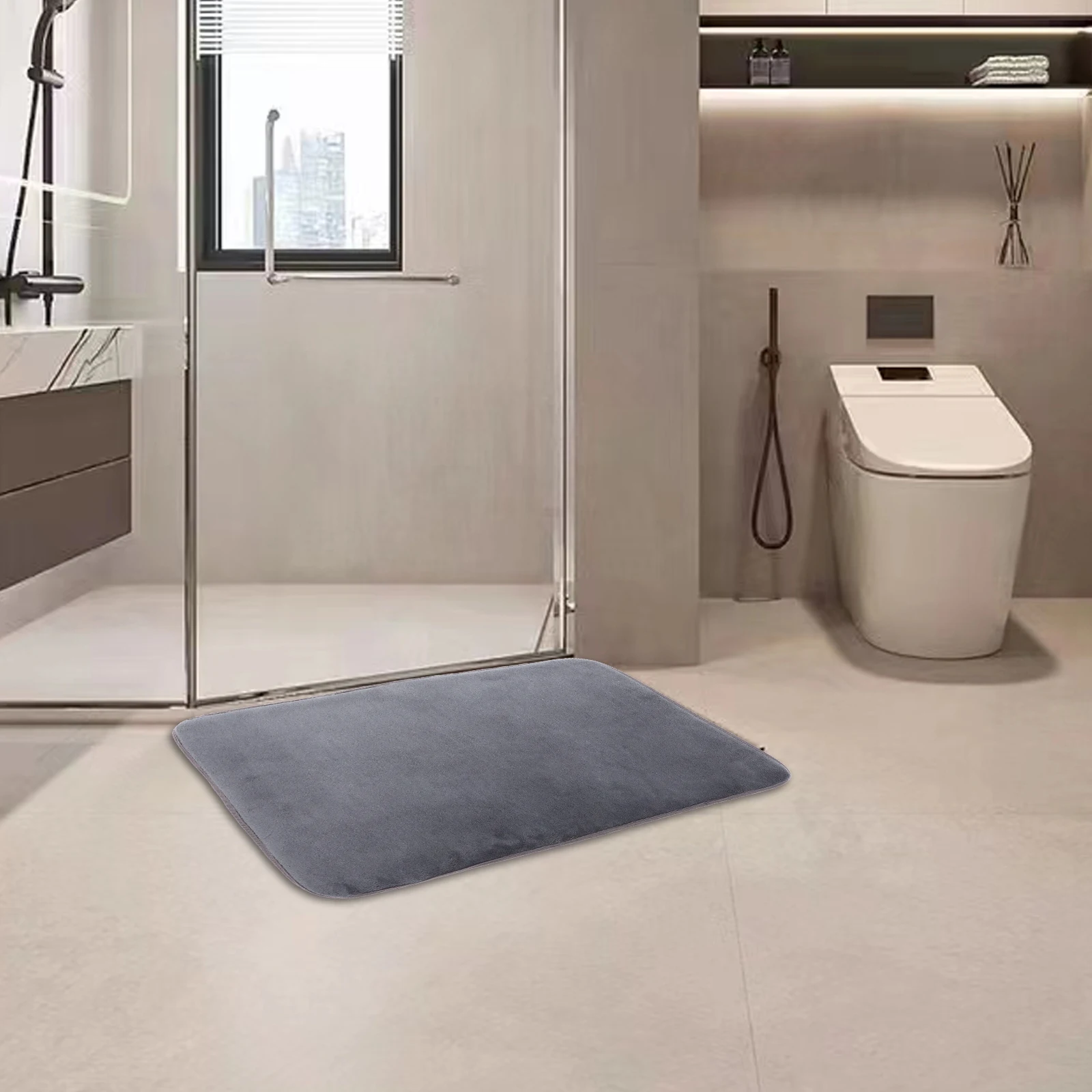 

Bathroom Floor Mat Soft Nonslip Absorbent Memory Foam Bath Rugs Elegant Decorative Anti-Skid Water Absorption Pad