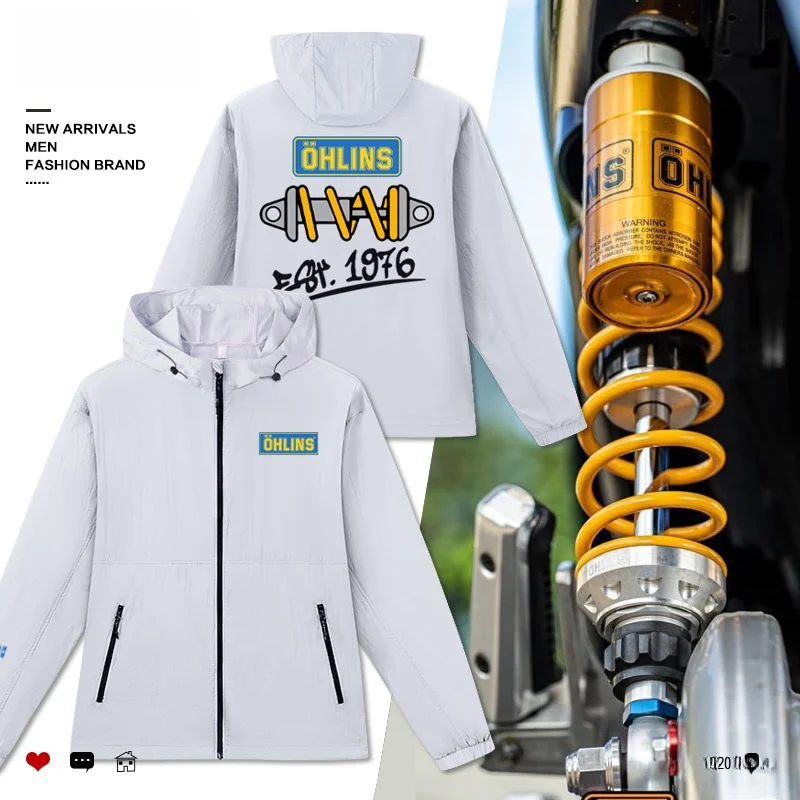 

OHLINS Motorcycle Racing Culture irt Summer Men's Jaet Modified Car Sun Protection Clothing Long Sve Zipper Hoodie