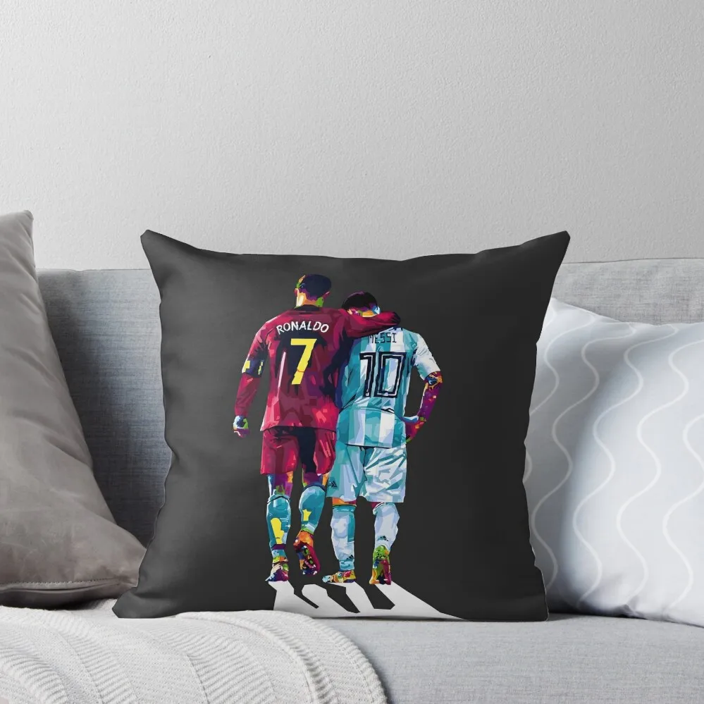 Two of the best soccer players CR7 and Lionel Messi Throw Pillow Decorative pillow case Room decorating items pillow