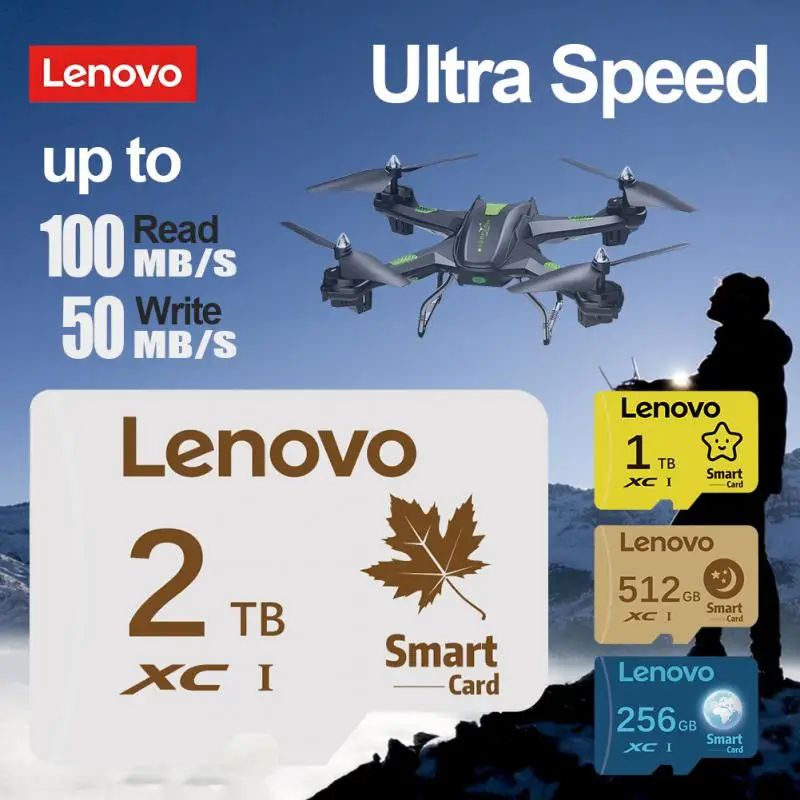 Lenovo kartu mikro TF 2TB 128GB Class10 V60, kartu memori UHS-I kartu SD kecepatan tinggi 256GB 512GB 1TB untuk Nintendo Switch