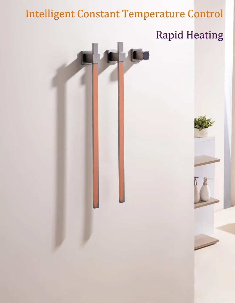 Toallero con calefacción eléctrica Vertical estilo 2025, acero inoxidable 304, dorado/gris, 110/220V, para el baño del hogar (montaje en la pared)