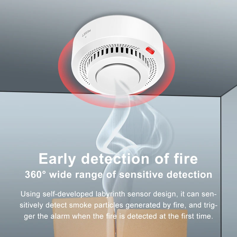 Tuya-Détecteur de fumée Wi-Fi, alarme de protection incendie, système de sécurité domestique, pompier