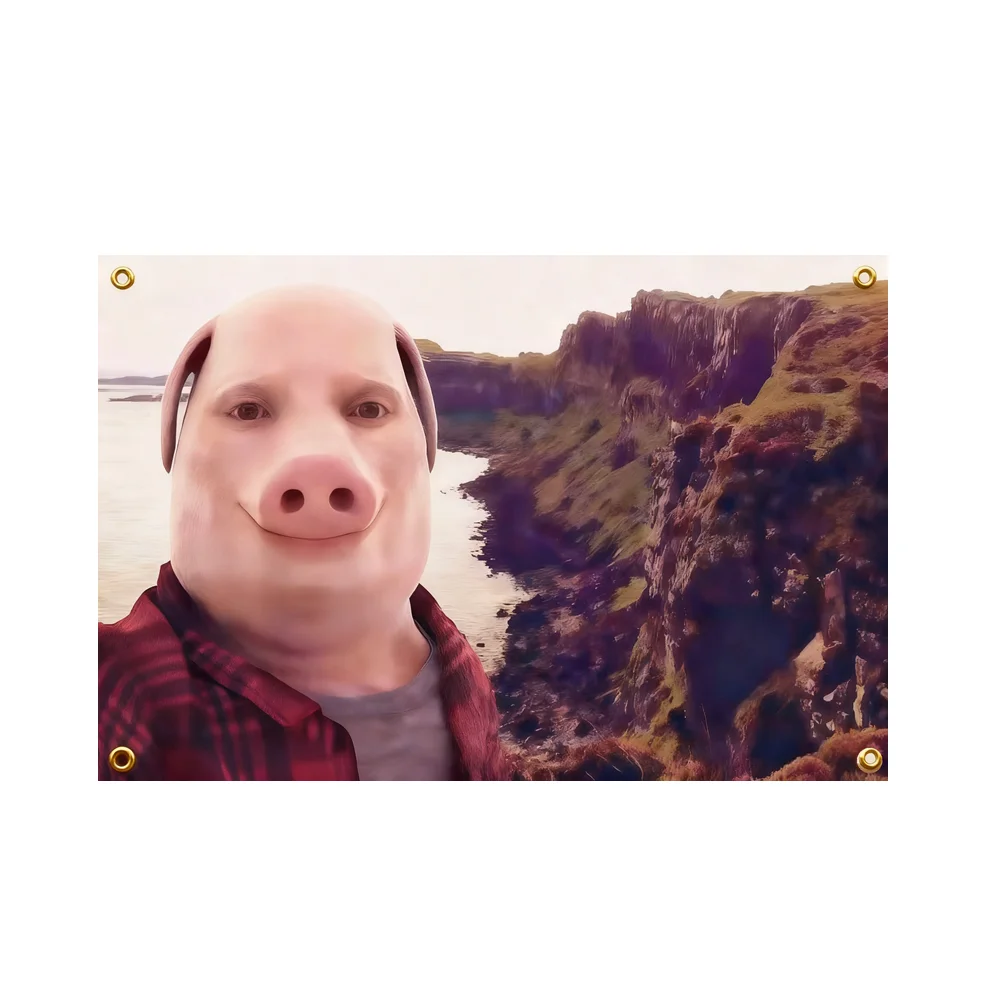 John Pork Smiling Throw Flag 3x5ft 2x3ft Polyester Wall Hanging Tapestry Room Outdoor Decor for Room Dormitory