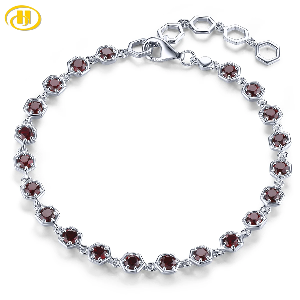 

Natural Red Garnet Silver Bracelet 3.2 Carats Genuine Gemstone January Birthstone Women Classic Romantic S925 Fine Jewelrys