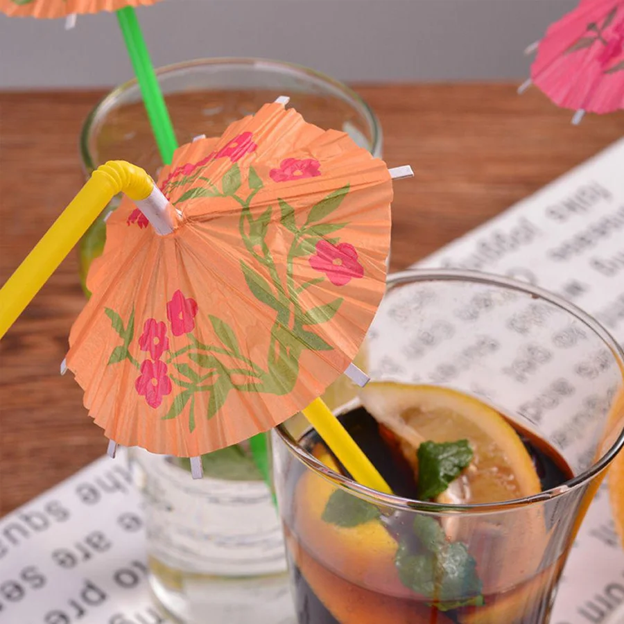 30/60 個のカラフルなドリンクストロー紙傘付きフェスティ - Paper Straw Color のレビューと価格