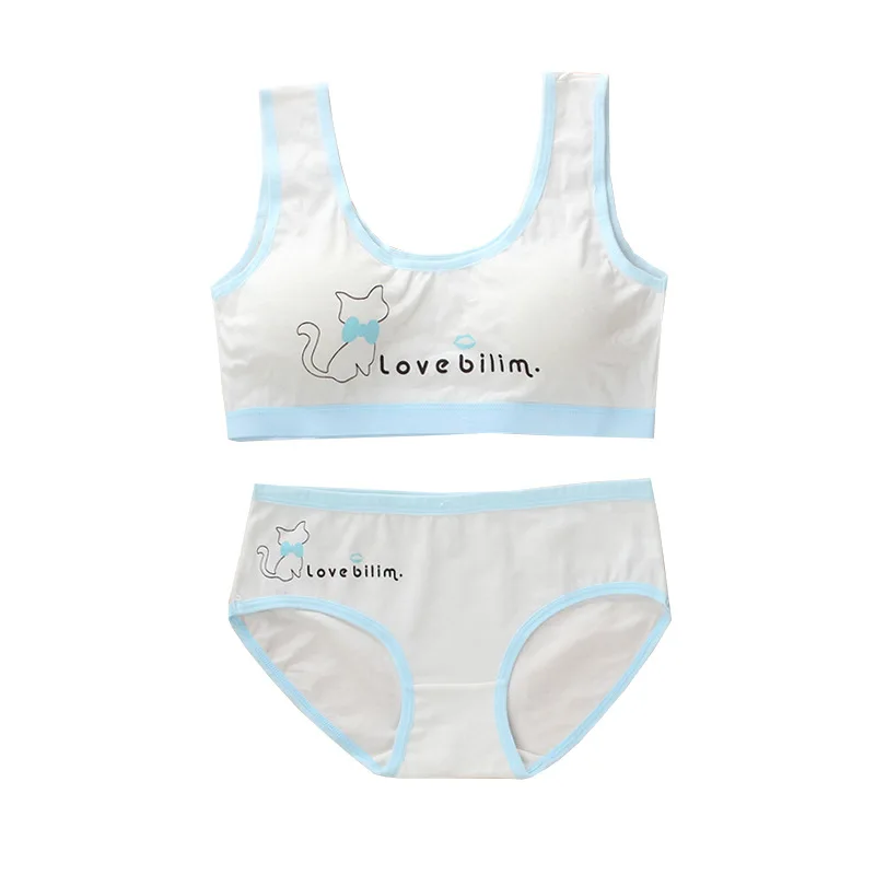 Conjunto de sujetador de algodón puro para niñas adolescentes, ropa interior de pubertad, chaleco, sujetador para niños adolescentes, verano, M6009,