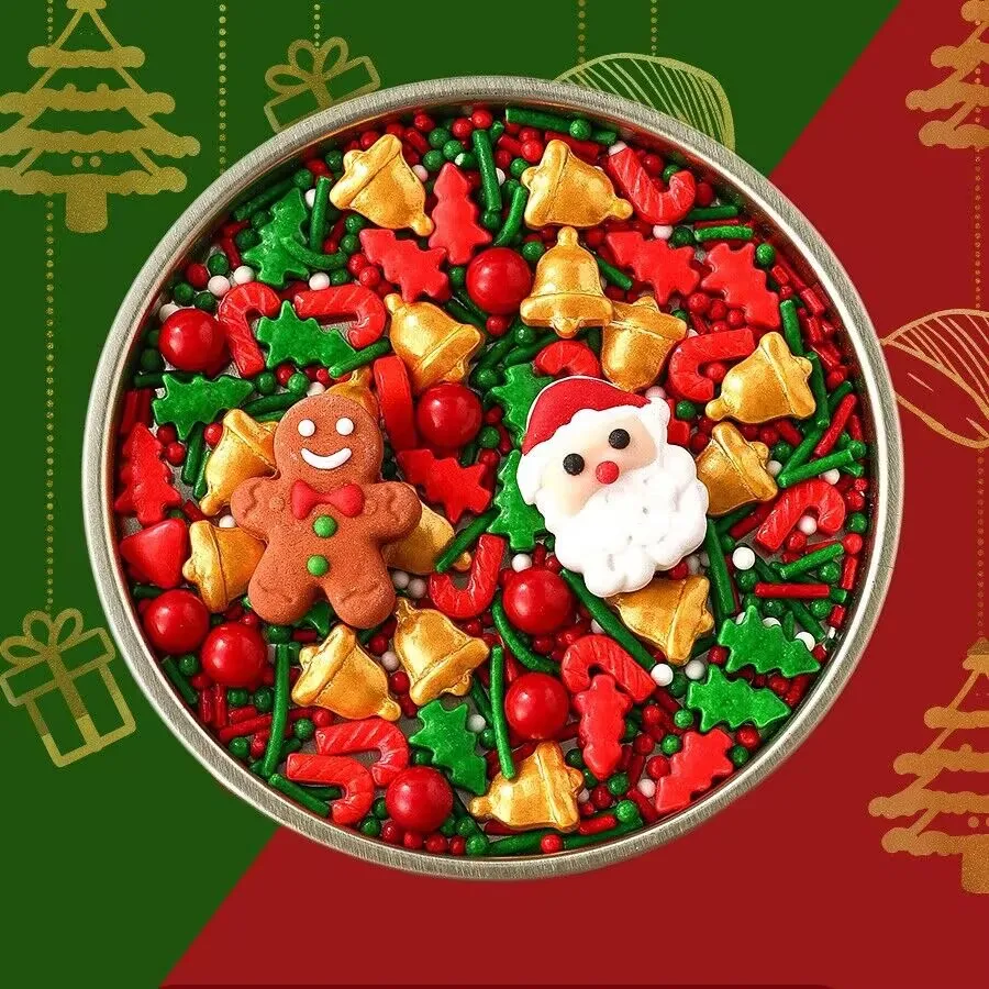 Weihnachtsstreusel Mix Weihnachtsbaum Weihnachtsmann Streusel Weihnachten Jimmies Rote und grüne Streusel für Kekse Backen Dekor