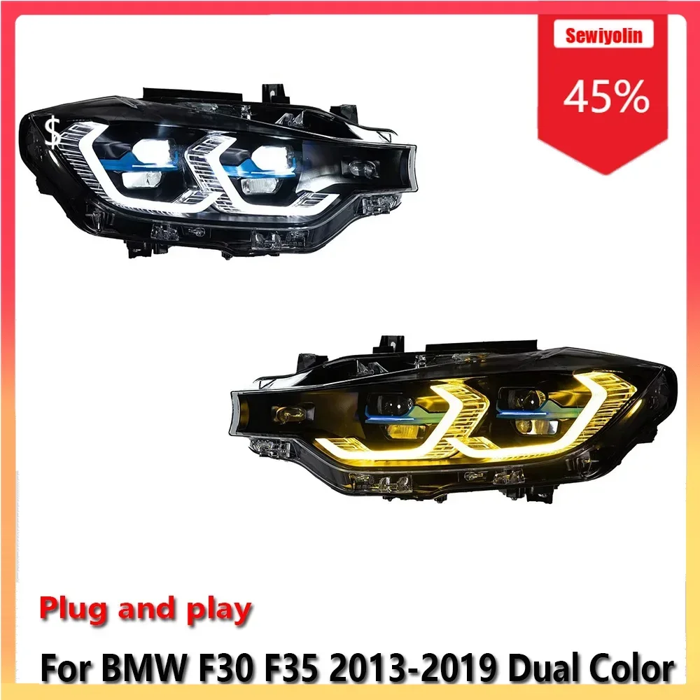 

Автомобильные светодиодные фары в сборе для BMW F30 F35 2013-2019 двухцветные противотуманные фары DRL тормозной указатель поворота Plug and Play