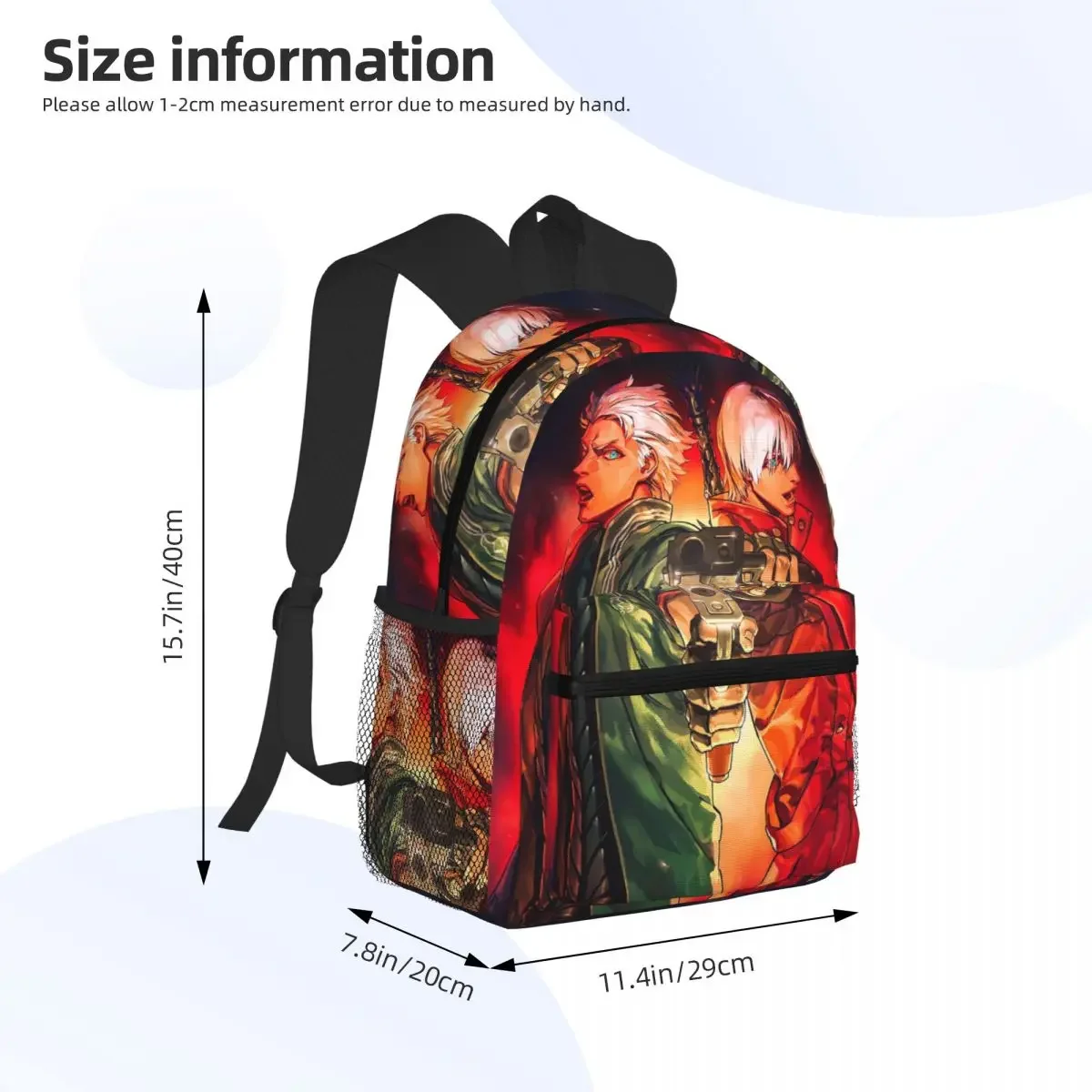 Devil Action Game Casual May Cry Student Backpack School Bag Hiking Travel Daypack for Men Women Fashion Bookbag Shoulder Bags