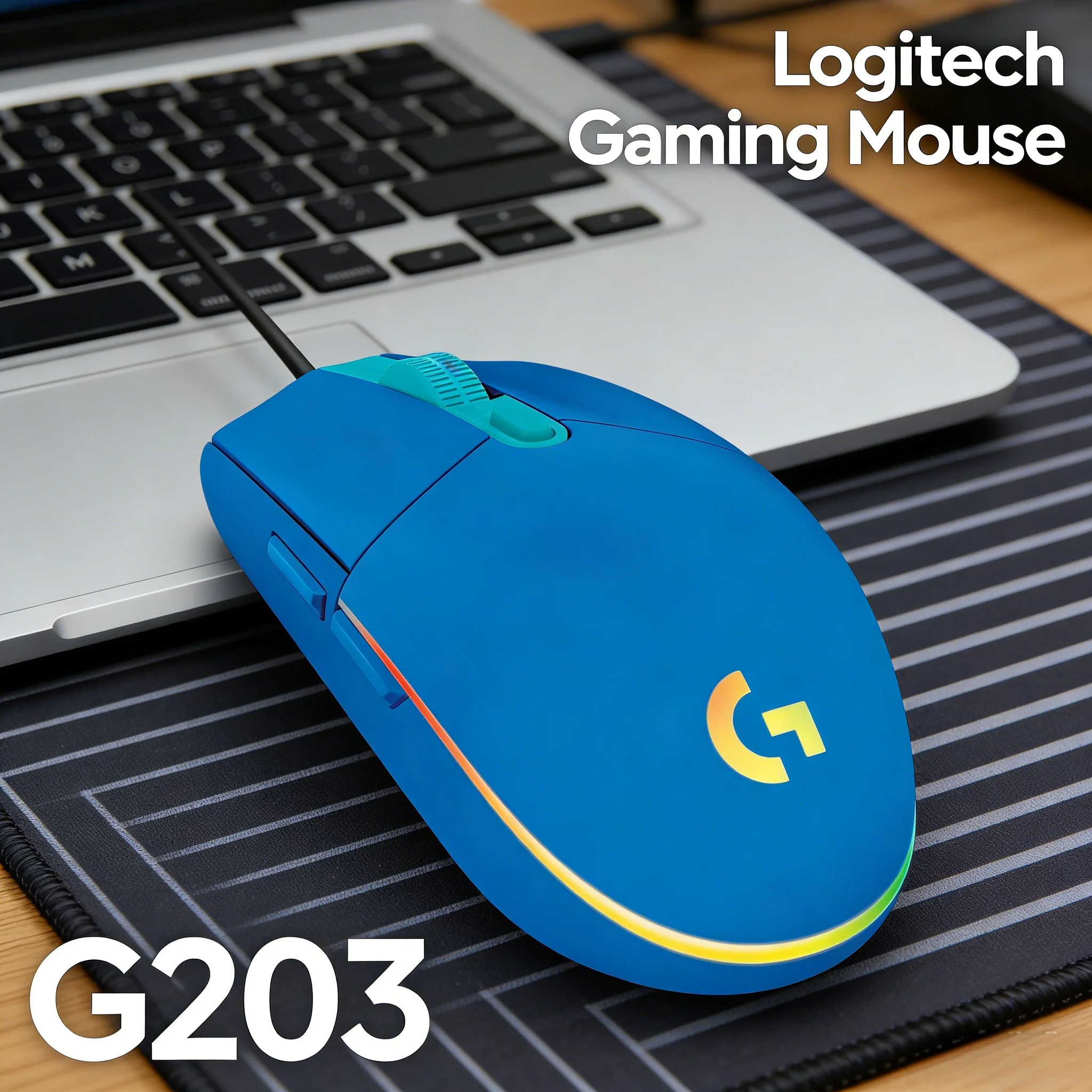 

Игровая мышь Logitech G203 Prodigy, проводная, 8000 DPI, RGB-подсветка, 6 кнопок, встроенная память, частота опроса 1000 Гц, гарантия 2 года