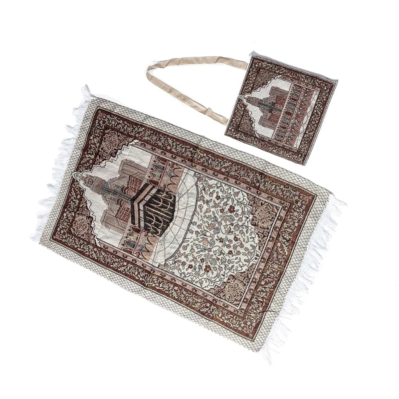 Muslims Carpet Blanket Prayer Rugs with Tassels Islamic Mat 105x65cm Portable Lap Rugs Flower Pattern Kneeling Carpet A0KC