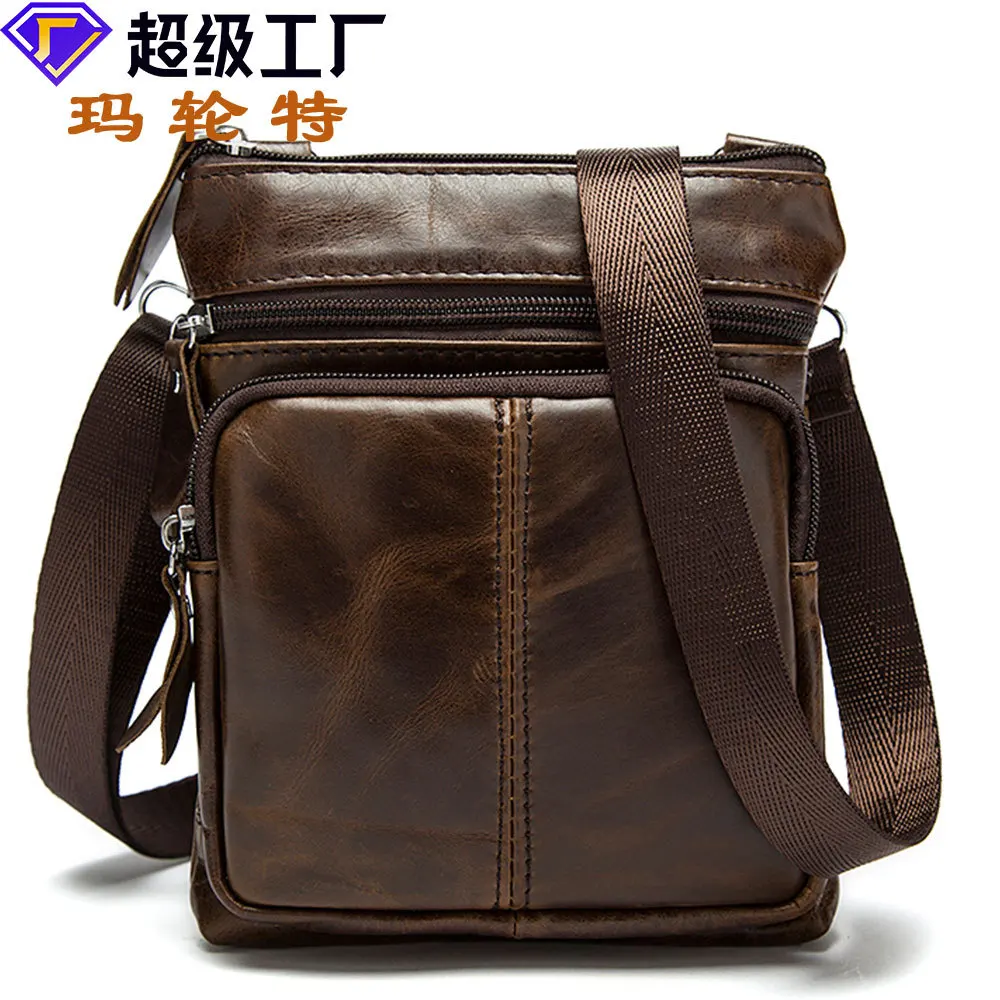 

MLT-701 Men's Genuine Leather Top Layer Cowhide Business Shoulder Bag, Retro Casual Portable Crossbody Bag