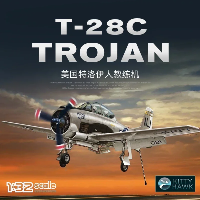 Model do składania Kitty Hawk 1/32 KH32015 Amerykański T-28C Trojan Trainer - Zestaw modelarski samolotu