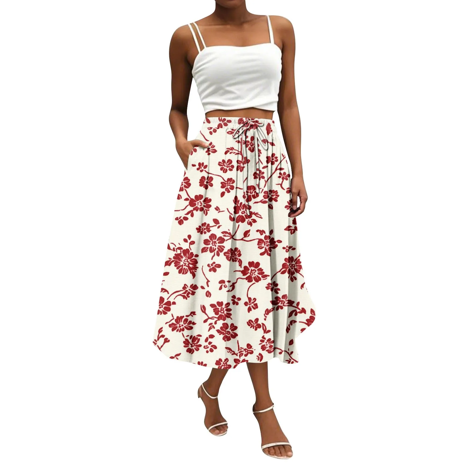 

Summer Skirt New Women'S Skirt Bohemian Flower Skirt Solid Casual Temperament With Pockets Skirt 2025 Trend Women'S Clothing