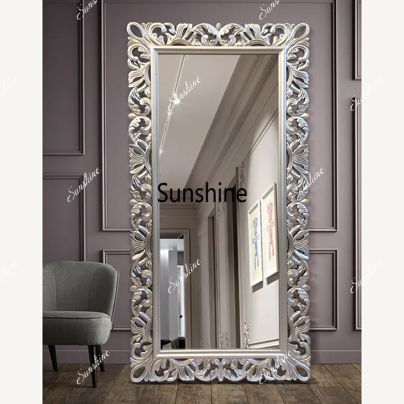 European coat rack floor-to-ceiling full-body mirror living room wall-mounted decorative mirror full-length mirror