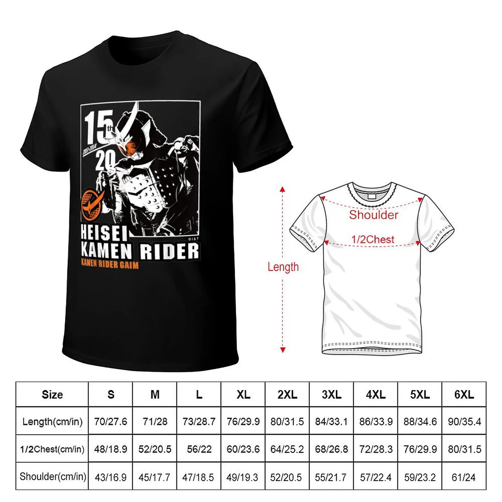 Kamen Rider Gaim Heisei Rider Anniversary T-Shirt Tough Fabric Work Tee