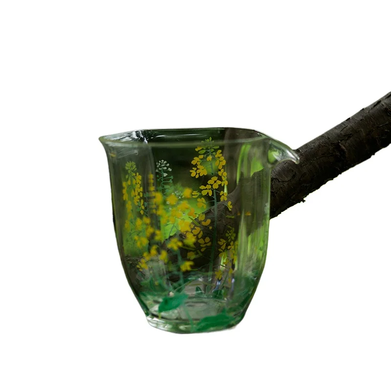 Hand painted rape flower shepherd's purse glass fair