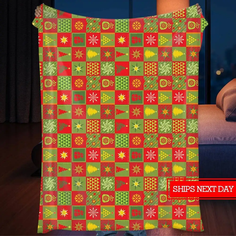 Customized Christmas gift with super elegant touch and plush Christmas comfort, holiday printed Flannel blanket