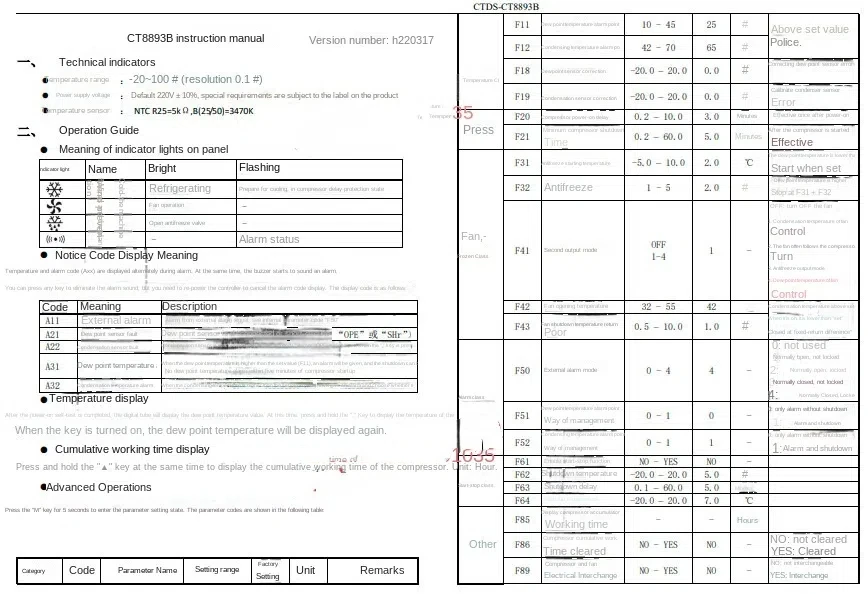 Régulateur de température pour sécheur intensif, CT88HauB, refroidisseur de charbon, capteur de point de distinction pour la condensation