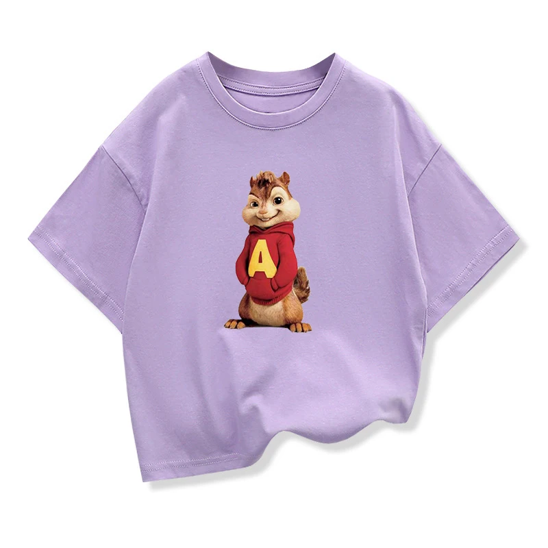 Potdemiel Cartoon Alvin and The Chipmunks T Shirt Kid Tee Girl Clothing Boy Top Teenage Cute Children's Clothes 2-12 Years